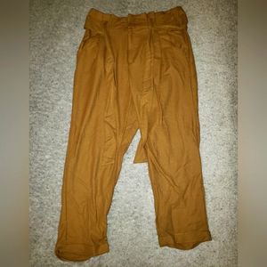 Mustard Paperbag waist crops